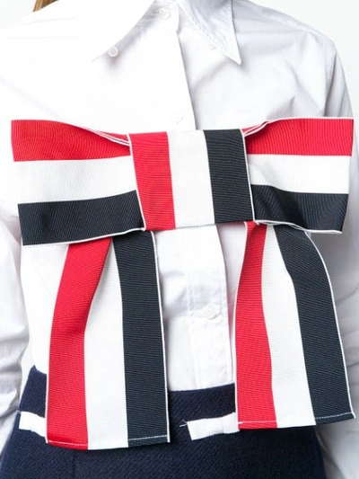 Shop Thom Browne Grosgrain Bow Shirt In White