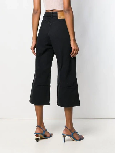 Shop Jacquemus High-waisted Cropped Trousers In Blue