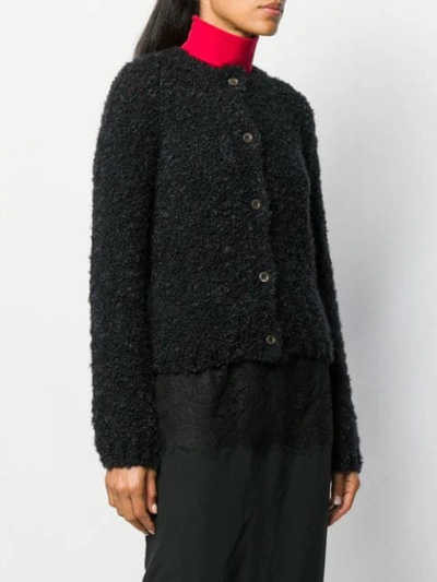 Shop Prada Fuzzy Knit Cardigan - Black