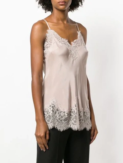 GOLD HAWK 蕾丝边饰细肩带背心 - 粉色