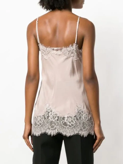 GOLD HAWK 蕾丝边饰细肩带背心 - 粉色