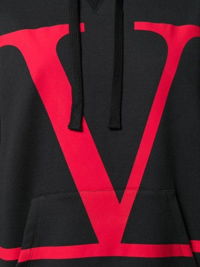 Shop Valentino Vlogo Boxy Hoodie In Black