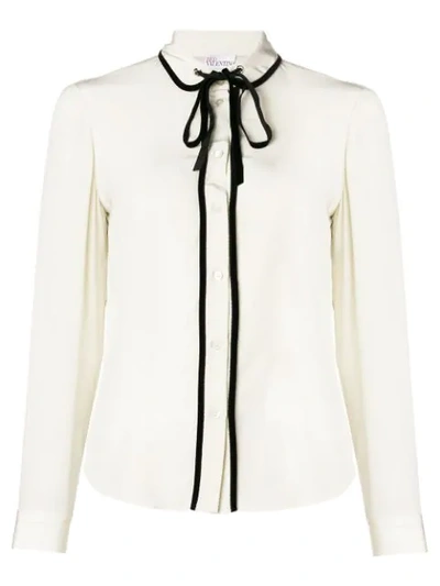 contrast long-sleeve blouse
