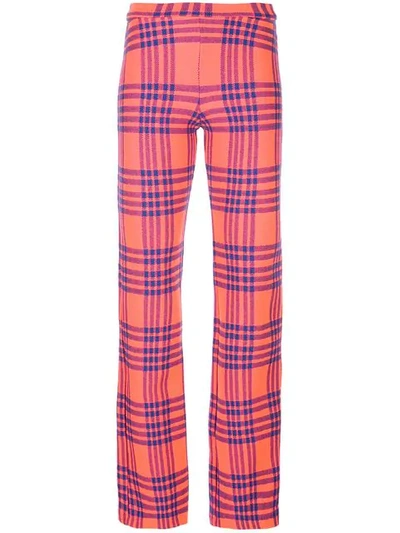 Shop Cynthia Rowley Plaid Skinny Trousers In Pink