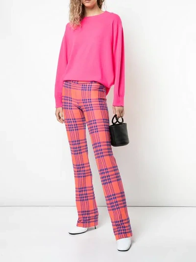 Shop Cynthia Rowley Plaid Skinny Trousers In Pink