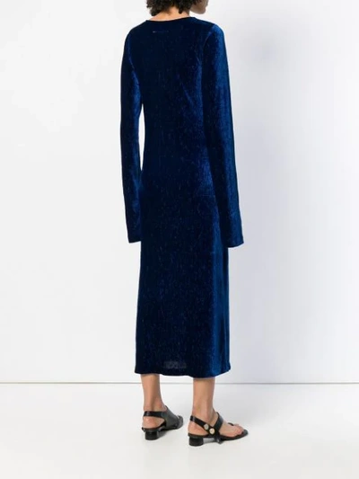 Shop Mm6 Maison Margiela Fitted Silhouette Midi Dress - Blue