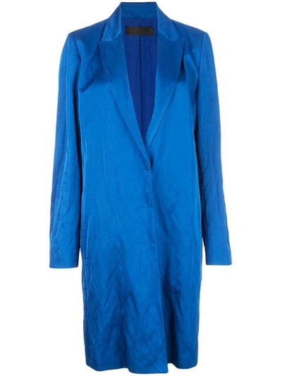 Shop Haider Ackermann Concealed Front Coat In 044 Royal Blue