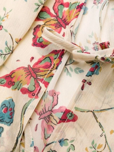 Shop Semicouture Floral-print Tie-neck Blouse In Neutrals