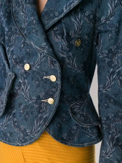 Pre-owned Vivienne Westwood 1990s Floral-print Denim Jacket In Blue