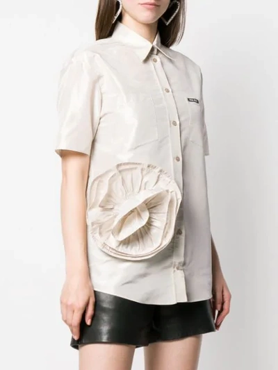 Shop Miu Miu Rose Detail Shirt In Neutrals