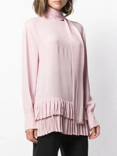 Shop Valentino Ruffle Hem Blouse In Blue