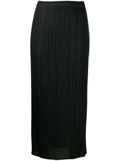 Shop Issey Miyake Pleated Midi Skirt In Black