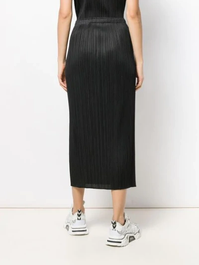 Shop Issey Miyake Pleated Midi Skirt In Black