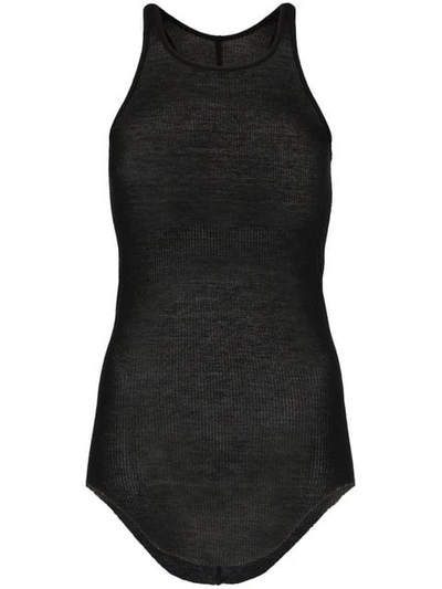 Shop Rick Owens Racerback Ribbed Silk Tank Top In Black