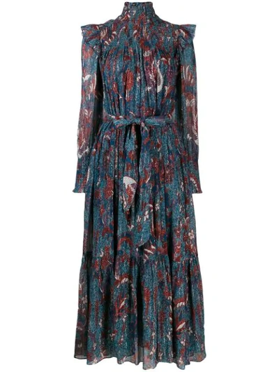 Shop Ulla Johnson Constantine Printed Midi Dress In Blue