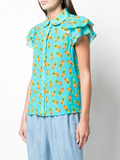 Shop Alice And Olivia Ziggy Ruffle Blouse In Blue