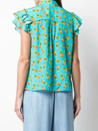 Shop Alice And Olivia Ziggy Ruffle Blouse In Blue