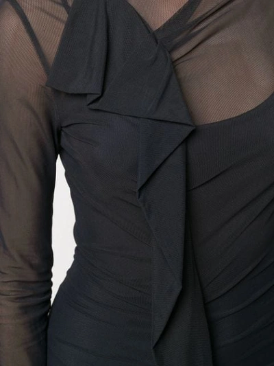 Shop Maison Margiela Ruffle Trim Midi Dress In Black