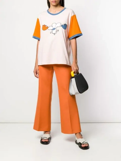 Shop Marni Printed Colour Block T-shirt In Orange