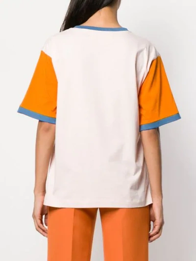 Shop Marni Printed Colour Block T-shirt In Orange