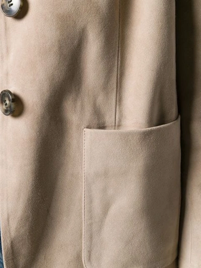 Shop Yves Salomon Leather Blazer In Neutrals