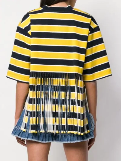 Shop Msgm Shredded Striped T-shirt In Yellow