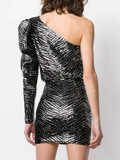 Shop Alexandre Vauthier Zebra Embossed Mini Dress In Silver