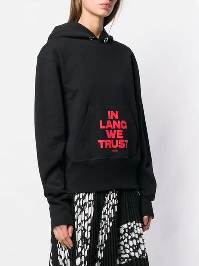 Shop Helmut Lang 'in Lang We Trust' Print Hoodie In Black