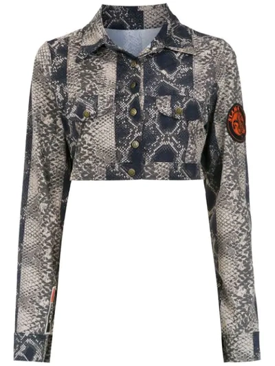 Shop Amir Slama Cropped Printed Jacket In Brown