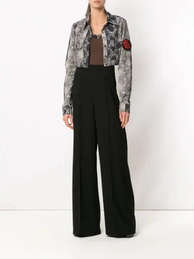 Amir Slama Cropped Printed Jacket In Brown