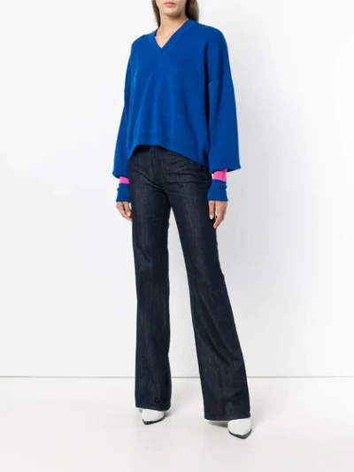 Shop Current Elliott Classic Flared Jeans In Blue