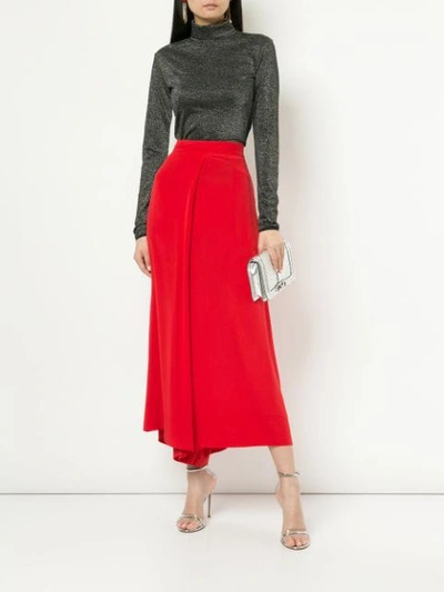 Shop Layeur High Waisted Palazzo Trousers In Red