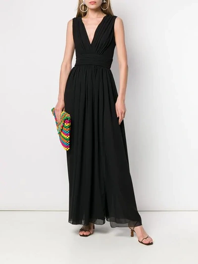Shop Blanca Plunge Neck Evening Dress - Black