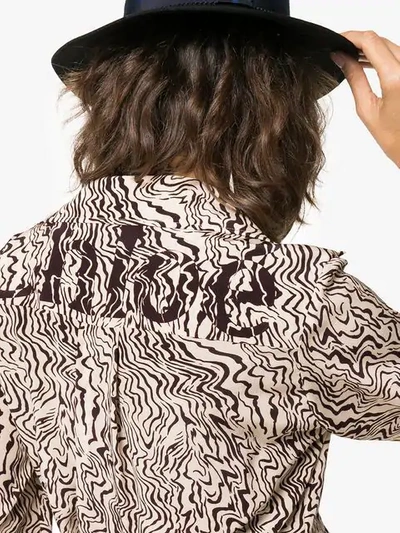 Shop Chloé Wave Print Silk Shirt In 95f Beige - Brown 1