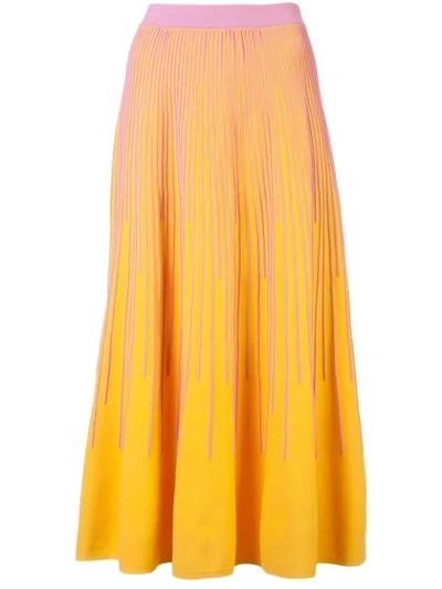 Shop Derek Lam 10 Crosby Striped Knit Skirt In Yellow