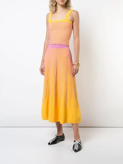 Shop Derek Lam 10 Crosby Striped Knit Skirt In Yellow