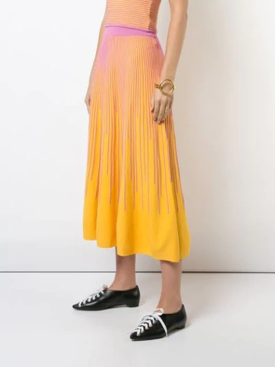 DEREK LAM 10 CROSBY 条纹针织半身裙 - 黄色
