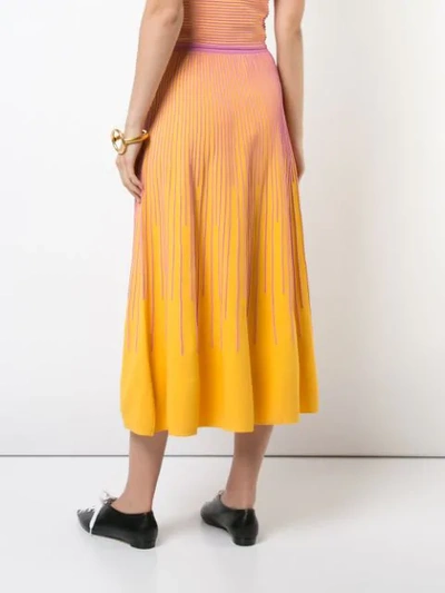 DEREK LAM 10 CROSBY 条纹针织半身裙 - 黄色