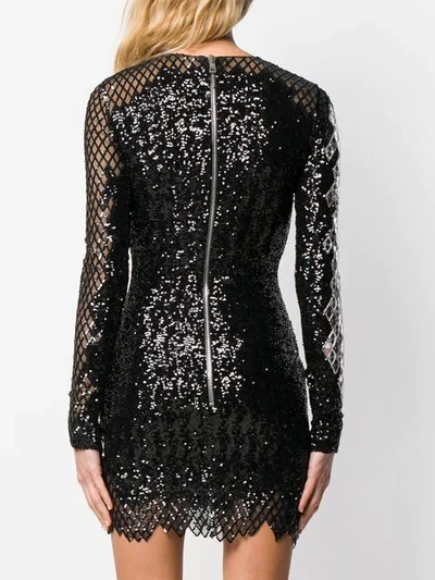 Shop Balmain Mirror Sequin Mini Dress In Black
