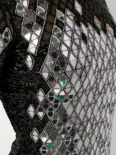 Shop Balmain Mirror Sequin Mini Dress In Black
