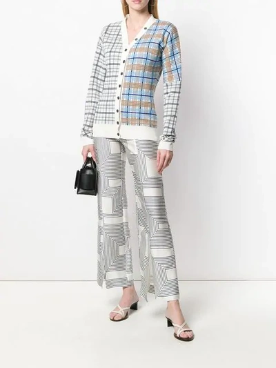 AALTO PLAID CONTRAST CARDIGAN - 白色