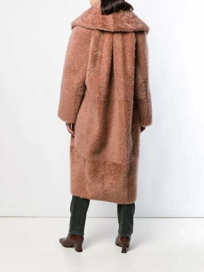 Shop Cara Mila Gigi Oversized Shearling Coat In Terracota