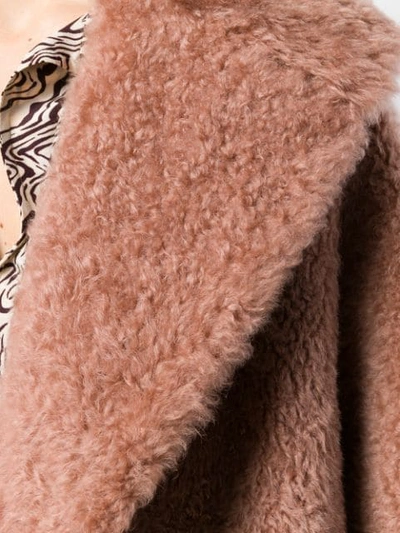 Shop Cara Mila Gigi Oversized Shearling Coat In Terracota