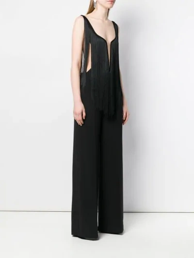 Shop Stella Mccartney Fringed Cut Out Jumpsuit In Black
