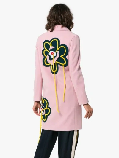 单排扣花卉缝饰外套