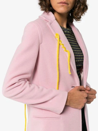 Shop Mira Mikati Single Breasted Floral Applique Virgin Wool Cashmere-blend Coat - Pink