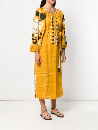 Shop Vita Kin Embroidered Midi Dress In Yellow