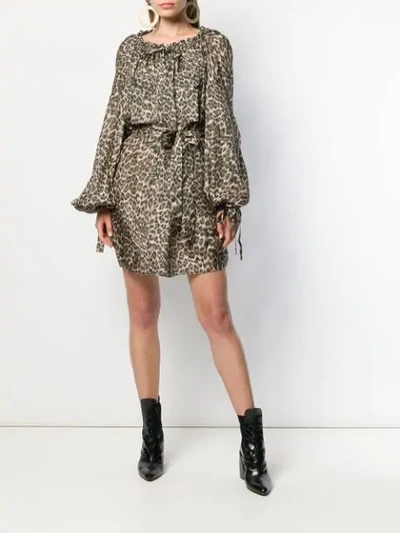 Shop Zimmermann Short Leopard Print Dress In Brown