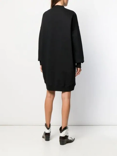 Shop Msgm Logo Print Sweatshirt Dress In Black
