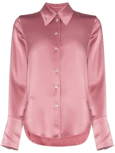 Shop Nanushka Mandine Western Satin Shirt In Pink